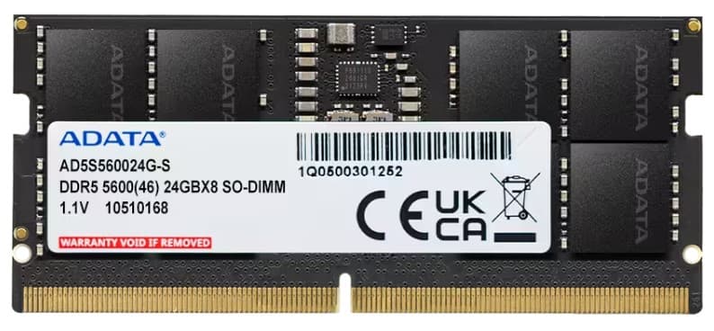 ADATA ADATA 24GB DDR5 SO-DIMM 5600 MT/s CL46 Memory Module (Single Tray)