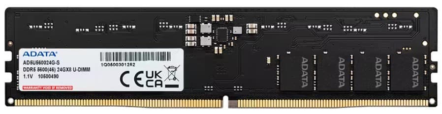 ADATA ADATA 24GB DDR5 U-DIMM 5600 MT/s CL46 Memory Module (Single Tray)