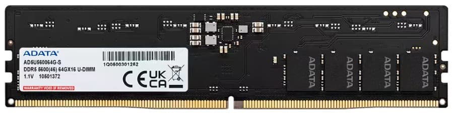 ADATA ADATA 64GB DDR5 U-DIMM 5600 MT/s CL46 Memory Module (Single Tray)