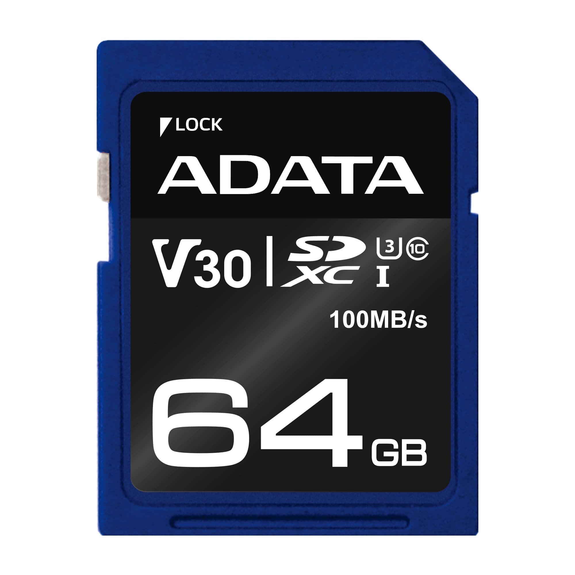 ADATA ADATA SDXC 64GB UHS-I U3 V30S Memory Card (Retail)