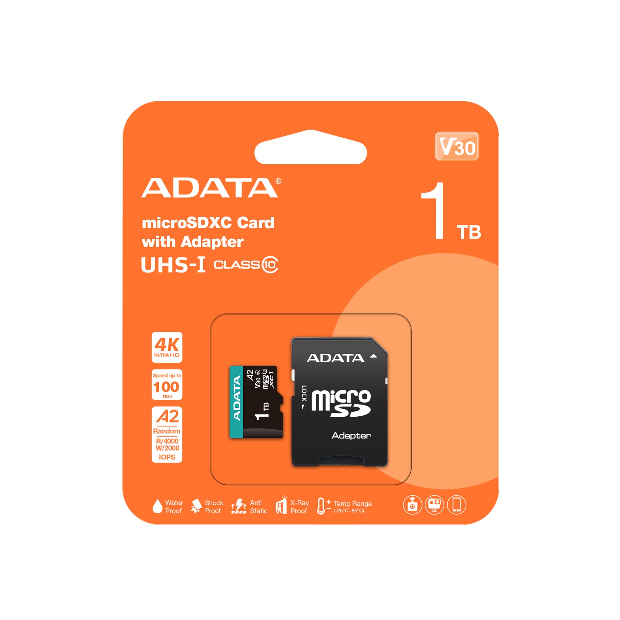 ADATA ADATA MICROSDXC 1TB UHS-I U3 V30S Memory Card (Retail with Adapter)