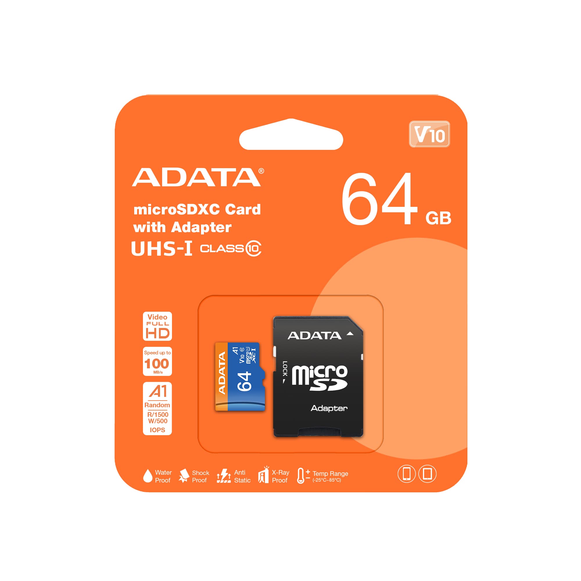 ADATA ADATA MICROSDXC 64GB UHS-I CLASS10 Memory Card (Retail with Adapter)