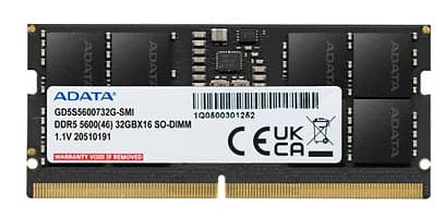 ADATA ADATA 32GB DDR5 SO-DIMM 5600 MT/s CL46 Memory Module (Single Tray)
